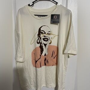 Cream and Pink Graphic Boxy T-Shirt